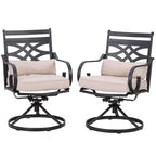 Ensemble de salle à manger d'extérieur 5 pièces avec chaises pivotantes avec coussins d'assise et de dossier épais et plateau de table carré en faux bois avec trou pour parasol - Captiva Designs