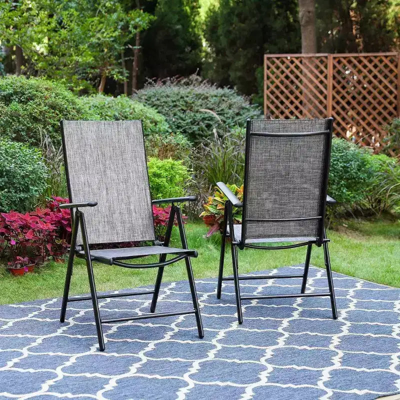 7pc Outdoor Dining Set with 7 Position Adjustable Chairs & Metal Frame Table with Umbrella Hole - Captiva Designs