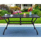 7pc Outdoor Dining Set with 7 Position Adjustable Chairs & Metal Frame Table with Umbrella Hole - Captiva Designs