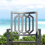 7pc Patio Dining Set with 59"x35" Steel Rectangle Table with 1.57" Umbrella Hole and 6 Steel Arm Chairs Black - Captiva Designs