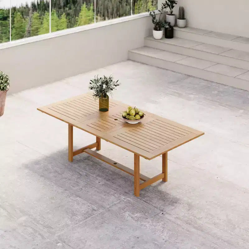 Amazonia Lapa 7pc Aluminum and Teak Finish Wood 100% Rectangular Extendable Patio Dining Set Black