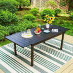 7pc Patio Set with Expandable Table & Lightweight Aluminum Frame Stackable Sling Chairs - Captiva Designs: Outdoor Furniture Set for 6