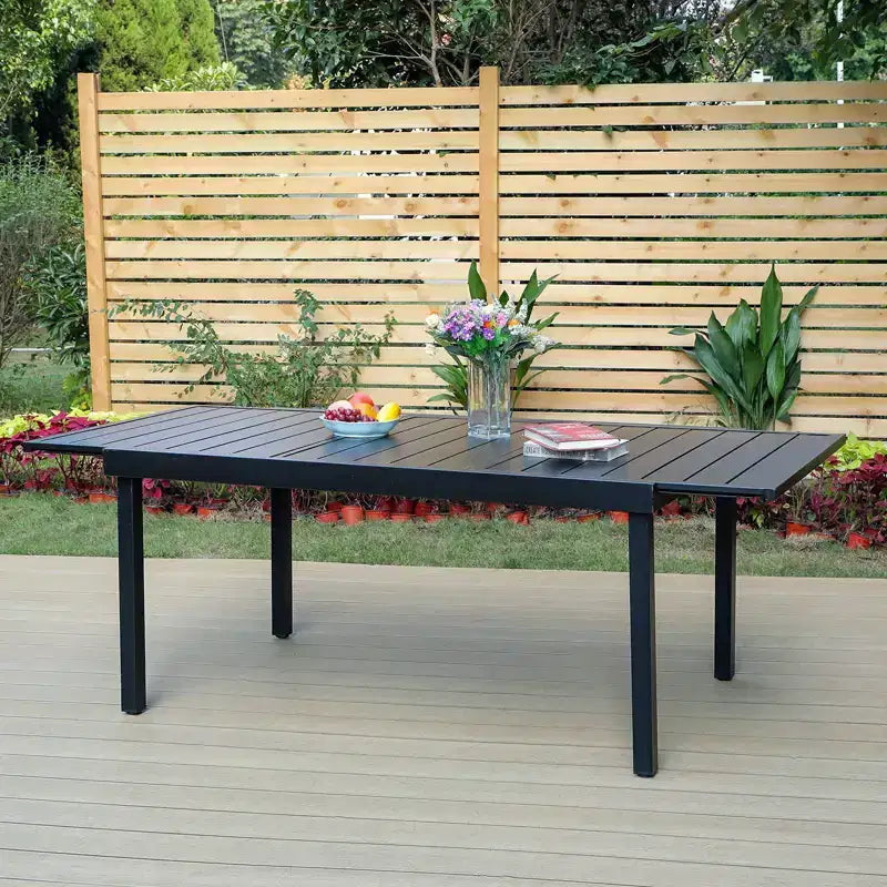 7pc Outdoor Dining Set with Swivel Chairs & Cushions & Expandable Table - Captiva Designs: Weather-Resistant, Steel Frame