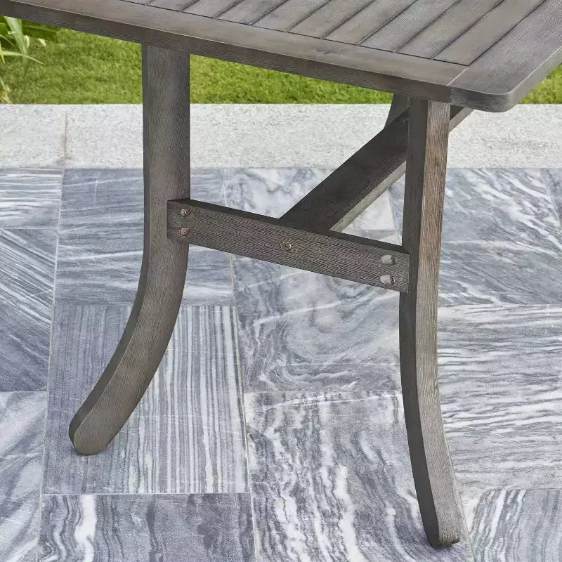Azen 5pc Outdoor Reynard Durable Farmhouse Acacia Hardwood Dining Set Gray Wash