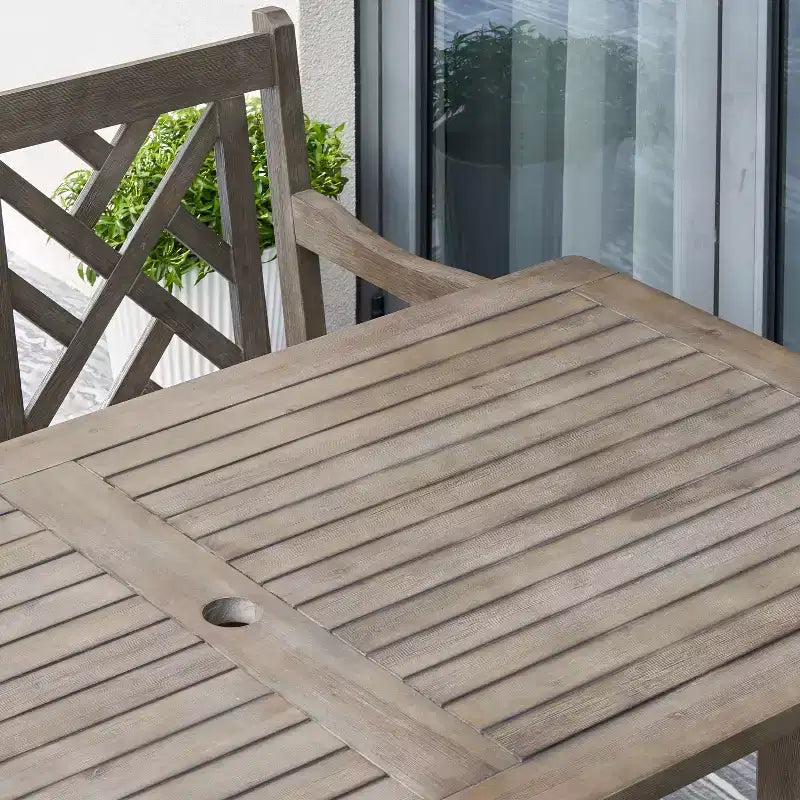 Azen 5pc Outdoor Reynard Durable Farmhouse Acacia Hardwood Dining Set Gray Wash
