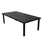95" Rectangular Modern Outdoor Mesh Lattice Aluminum Patio Dining Set with 8 Checked Pattern Arm Chairs - Black - Oakland Living