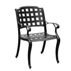 95" Rectangular Modern Outdoor Mesh Lattice Aluminum Patio Dining Set with 8 Checked Pattern Arm Chairs - Black - Oakland Living