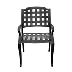 95" Rectangular Modern Outdoor Mesh Lattice Aluminum Patio Dining Set with 8 Checked Pattern Arm Chairs - Black - Oakland Living
