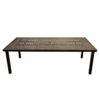 95" Rectangular Modern Ornate Outdoor Mesh Aluminum Patio Dining Set with Four Chairs - Black - Oakland Living: UV-Resistant, 8-Seater