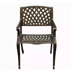 95" Rectangular Modern Ornate Outdoor Mesh Aluminum Patio Dining Set with Four Chairs - Black - Oakland Living: UV-Resistant, 8-Seater