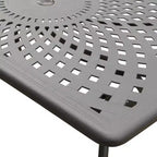 7pc Outdoor Dining Set with 67" Modern Ornate Mesh Aluminum Rectangular Table & Checker Chairs - Black - Oakland Living