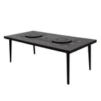 Ensemble de salle à manger d'extérieur 9 pièces avec grande table rectangulaire en aluminium à maille ornée moderne de 213 cm et chaises modernes - Noir - Oakland Living
