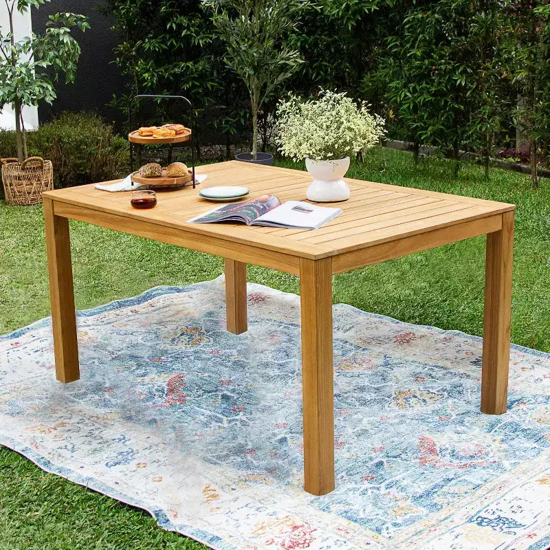 Sonoma Lane Ensemble repas de jardin 4 pièces en bois de teck Eola avec osier miel marron - Résistant aux intempéries