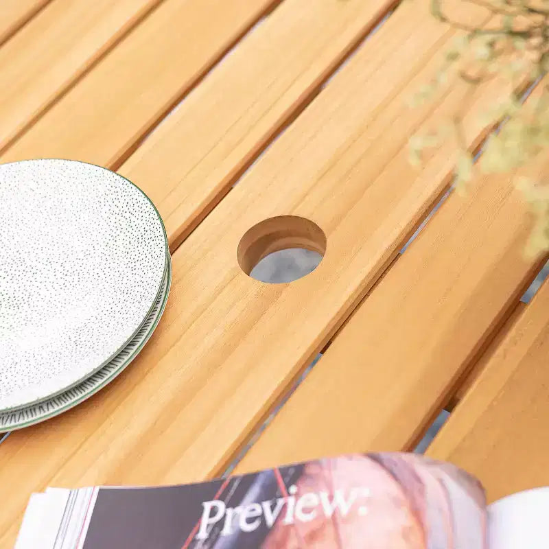 Sonoma Lane Ensemble repas de jardin 4 pièces en bois de teck Eola avec osier miel marron - Résistant aux intempéries