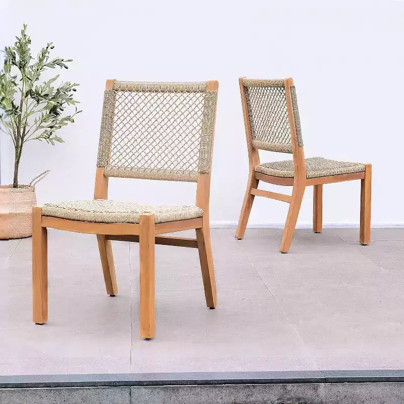 Sonoma Lane Ensemble repas de jardin 4 pièces en bois de teck Eola avec osier miel marron - Résistant aux intempéries