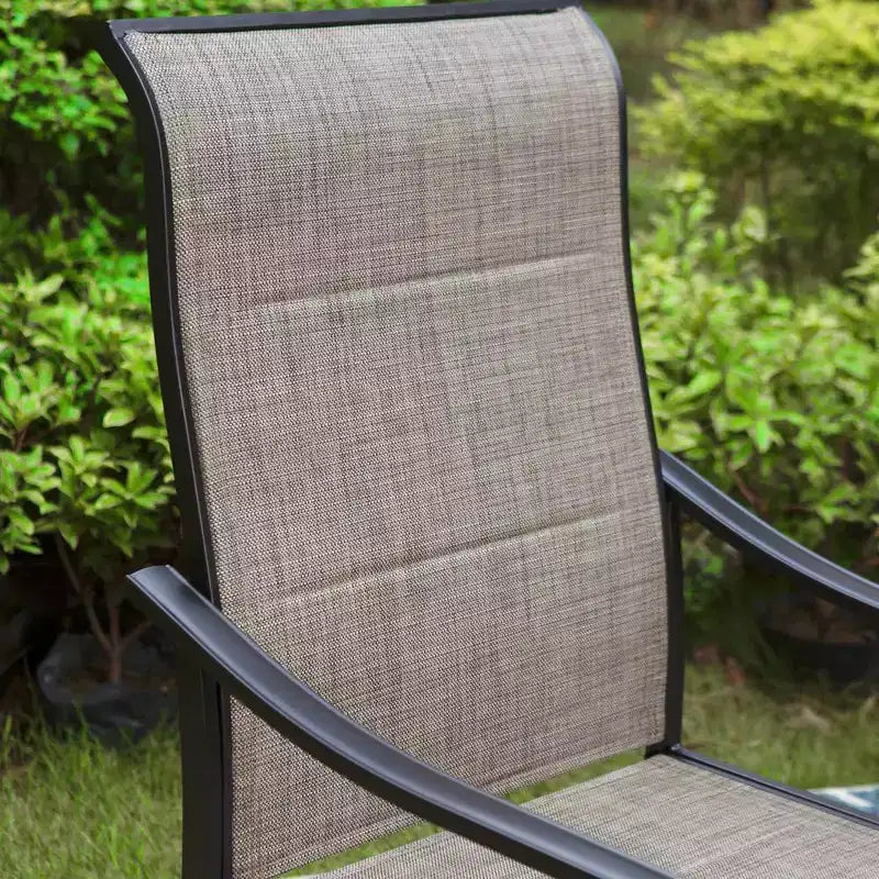Ensemble de patio avec table en acier avec trou pour parasol de 1,57 po et chaises pivotantes à 360° en textilène - Captiva Designs