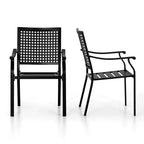 5pc Outdoor Dining Set with Metal Slat Round Table with Umbrella Hole - Captiva Designs: Stackable Chairs, Rust-Resistant