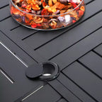 5pc Outdoor Dining Set with Metal Slat Round Table with Umbrella Hole - Captiva Designs: Stackable Chairs, Rust-Resistant