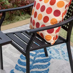 5pc Outdoor Dining Set with Metal Slat Round Table with Umbrella Hole - Captiva Designs: Stackable Chairs, Rust-Resistant