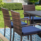 Ensemble de salle à manger 5 pièces avec table ronde et chaises en rotin - Captiva Designs : Résistant aux intempéries, trou pour parasol