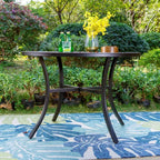 Ensemble de salle à manger 5 pièces avec table ronde et chaises en rotin - Captiva Designs : Résistant aux intempéries, trou pour parasol