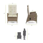 Greemotion 7pc Mackay Teak Wood Top Outdoor Patio Dining Set with Self Storing Butterfly Leaf & Reclining Chairs Brown