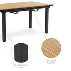 Greemotion 7pc Mackay Teak Wood Top Outdoor Patio Dining Set with Self Storing Butterfly Leaf & Reclining Chairs Brown