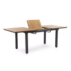 Greemotion 7pc Mackay Teak Wood Top Outdoor Patio Dining Set with Self Storing Butterfly Leaf & Reclining Chairs Brown