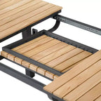 Greemotion 7pc Mackay Teak Wood Top Outdoor Patio Dining Set with Self Storing Butterfly Leaf & Reclining Chairs Brown