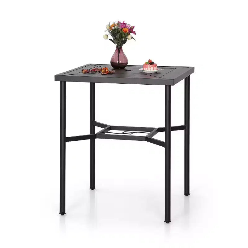 3pc Outdoor Set with Swivel Stools & Metal Table: Captiva Designs, Weather-Resistant, UV-Resistant