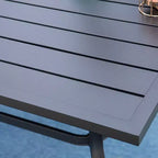 8pc Outdoor Dining Set with Metal Slat Top Table & Wrought Iron Chairs - Black/Beige - Captiva Designs