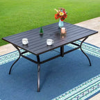 Captiva Designs 7pc Outdoor Dining Set with 2 Swivel Chairs & Metal Table with Umbrella Hole: Weather-Resistant, Fade-Resistant Patio Dining Set