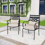 Captiva Designs 7pc Outdoor Dining Set with 2 Swivel Chairs & Metal Table with Umbrella Hole: Weather-Resistant, Fade-Resistant Patio Dining Set