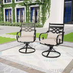 Captiva Designs 7pc Outdoor Dining Set with 2 Swivel Chairs & Metal Table with Umbrella Hole: Weather-Resistant, Fade-Resistant Patio Dining Set