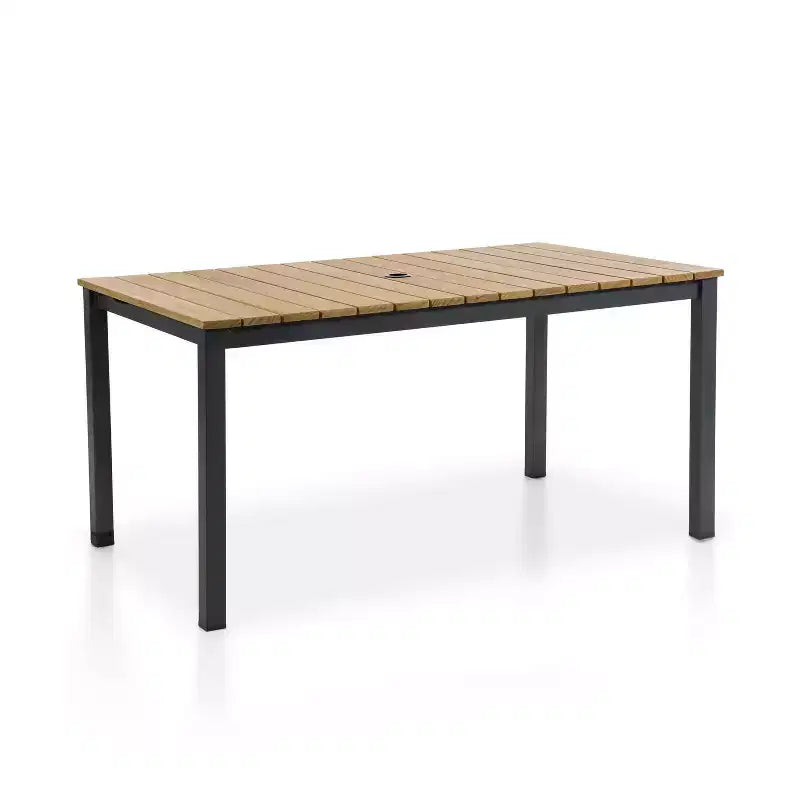 Greemotion 5pc Mackay Teak Wood Top Outdoor Patio Dining Set: UV-Resistant, Weatherproof, Aluminum Frame
