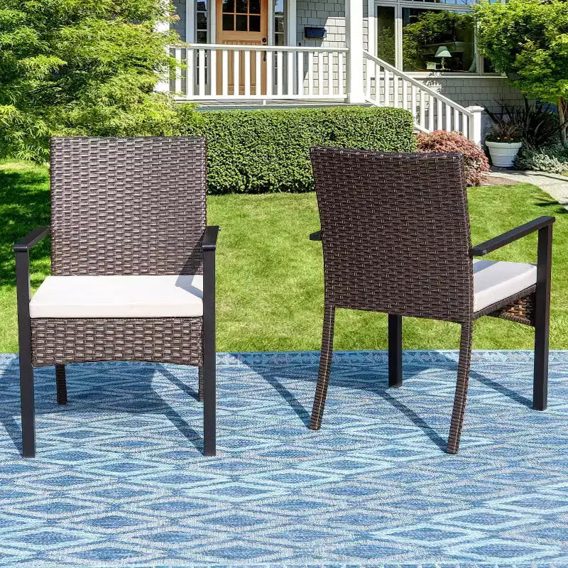 Ensemble de salle à manger d'extérieur 9 pièces avec table extensible et chaises en rotin tressé - Beige - Captiva Designs : Cadre en acier thermolaqué, résistant aux intempéries