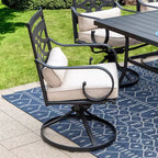 Ensemble de salle à manger d'extérieur 7 pièces avec chaises pivotantes et coussins et table en acier avec trou pour parasol - Captiva Designs