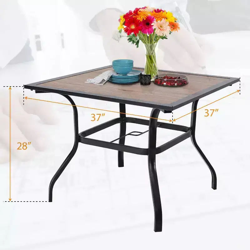 5pc Patio Dining Set with Square Table & Padded Arm Chairs - Captiva Designs