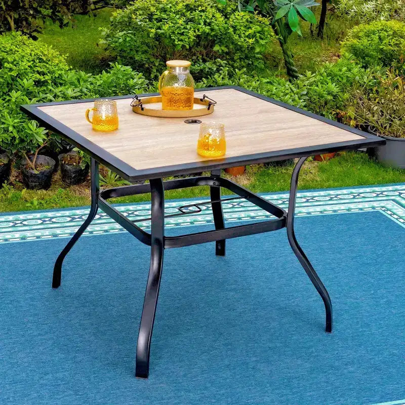 5pc Patio Dining Set with Square Table & Padded Arm Chairs - Captiva Designs