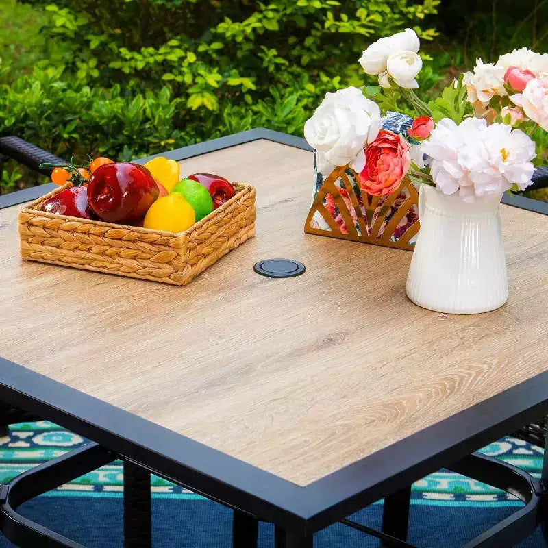 5pc Patio Dining Set with Square Table & Padded Arm Chairs - Captiva Designs