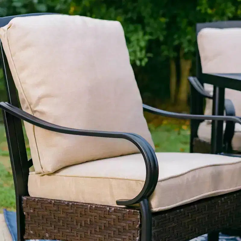 7pc Outdoor Dining Set with Swivel Chairs & Large Metal Rectangle Table with Umbrella Hole - Captiva Designs: E-Coated, Weather-Resistant