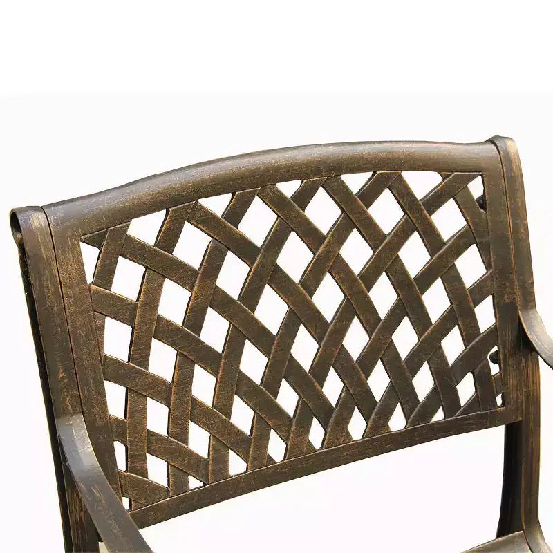 11pc Patio Dining Set with 95" Contemporary Modern Mesh Lattice Aluminum Oval Table with Ten Chairs - Bronze - Oakland Living: UV-Resistant