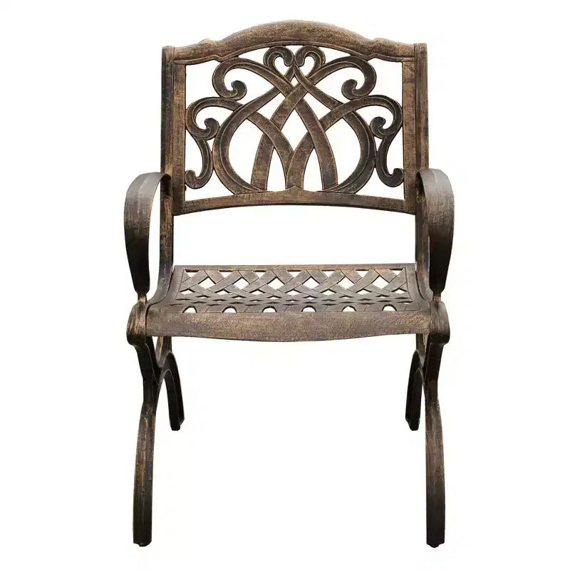 9pc Patio Dining Set with 95" Modern Mesh Lattice Aluminum Oval Table & Arm Chairs - Bronze - Oakland Living: UV-Resistant, Weatherproof