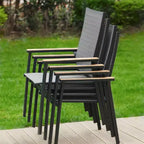 5pc Patio Set with Square Steel Table & Lightweight Aluminum Frame Sling Chairs - Captiva Designs