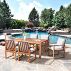 Weston 7pc Eucalyptus Wood Outdoor Dining Set: Weather-Resistant, High Back Chairs - Alaterre Furniture