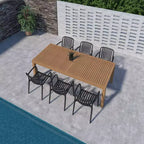 Amazonia Beijo 7pc Rectangular Outdoor Patio Dining Set Black