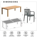 Amazonia Beijo 7pc Rectangular Outdoor Patio Dining Set Black