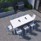 Amazonia Leblon 9pc Aluminum Rectangular Patio Dining Set White