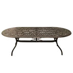 11pc Patio Dining Set with 95" Contemporary Modern Ornate Mesh Lattice Aluminum Oval Dining Table - Bronze - Oakland Living: UV-Resistant