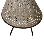 11pc Patio Dining Set with 95" Contemporary Modern Ornate Mesh Lattice Aluminum Oval Dining Table - Bronze - Oakland Living: UV-Resistant